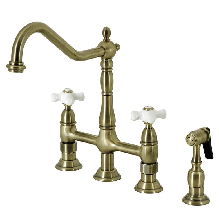 Kingston Brass Heritage Bridge Faucet with Side Spray & Reviews